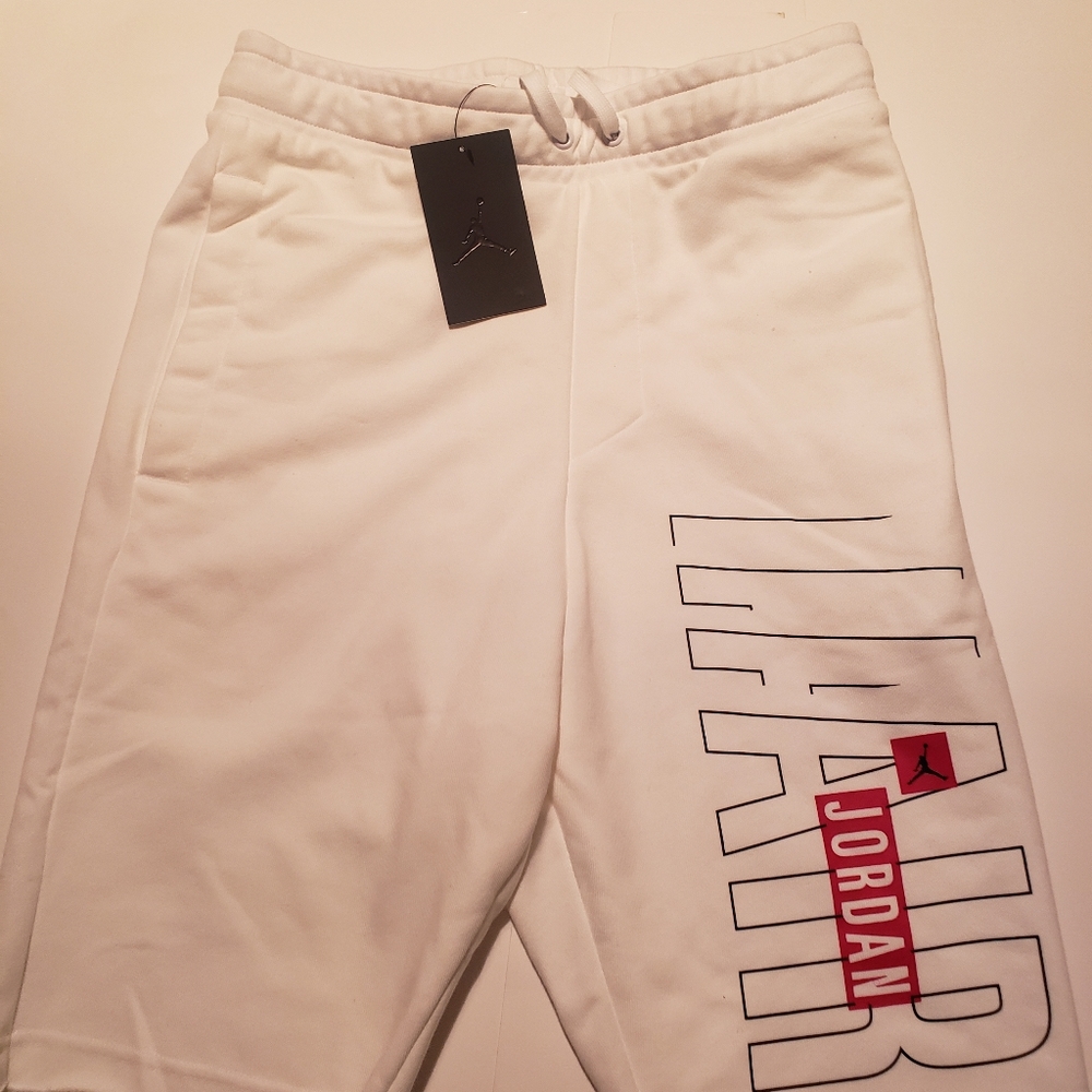 Nike Air Jordan White Jumpman Fleece Shorts - Picture 6 of 16